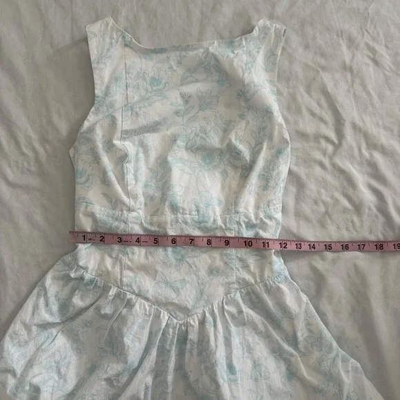 Wild Fable Womens Cottagecore Blue Floral Open Tie Back Mini Dress S Coquette - Picture 4 of 6